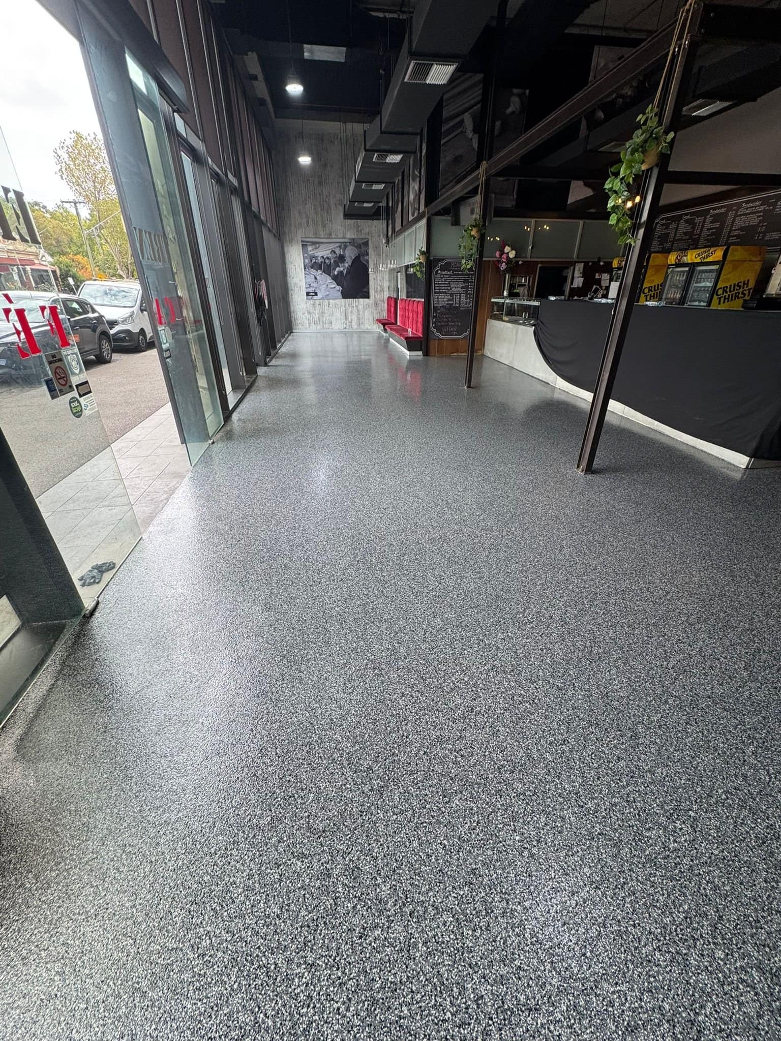 Restaurant Epoxy Flooring 2 Modern restaurant with epoxy flooring in Melbourne