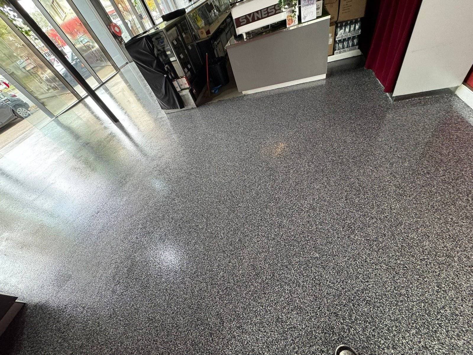 Restaurant Epoxy Flooring 1 Stylish epoxy flooring in a Melbourne restaurant